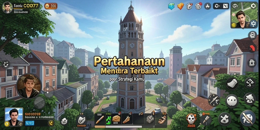 Tampilan screenshot C0077 menampilkan aksi seru dalam pertahanan menara.