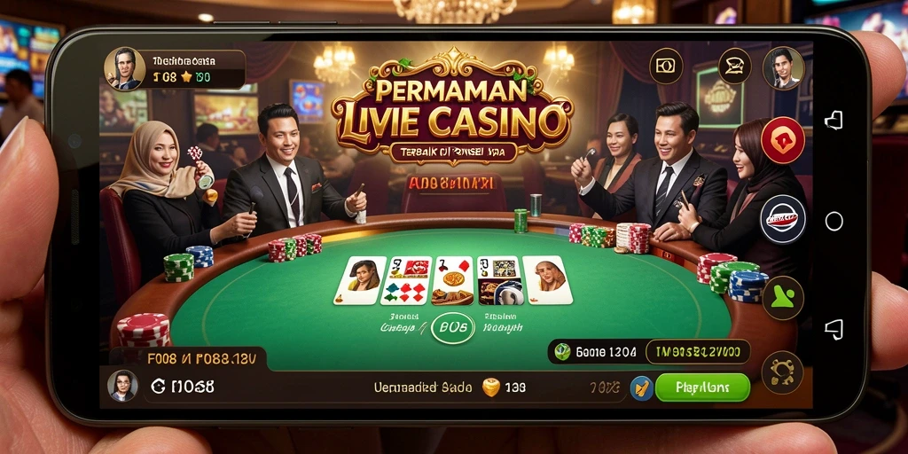 Screenshot gameplay F08 menampilkan dealer profesional dalam suasana kasino yang menarik.