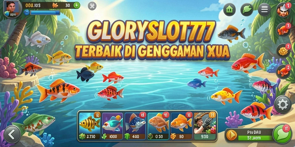 Screenshot utama GLORYSLOT777 menampilkan aktivitas memancing yang mendebarkan.