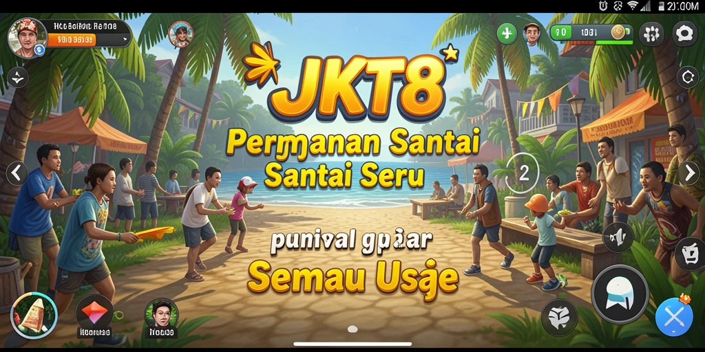 Tampilan menarik dari gameplay seru JKT8 yang penuh warna.