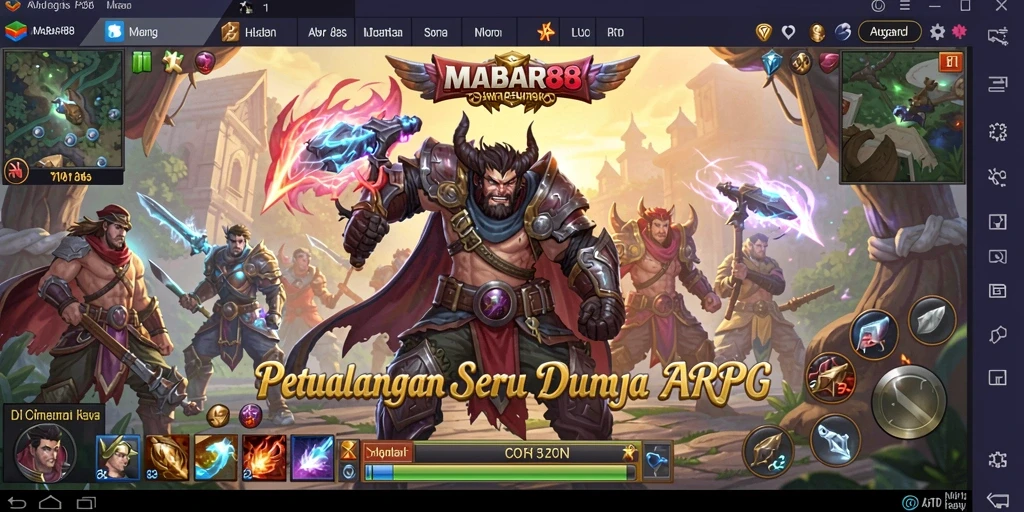 Screenshot utama MABAR88 menampilkan aksi pertarungan yang intens dalam gameplay ARPG.