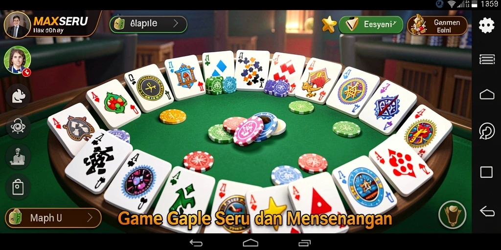 Tampilan gameplay MAXSERU dengan suasana Gaple yang seru.