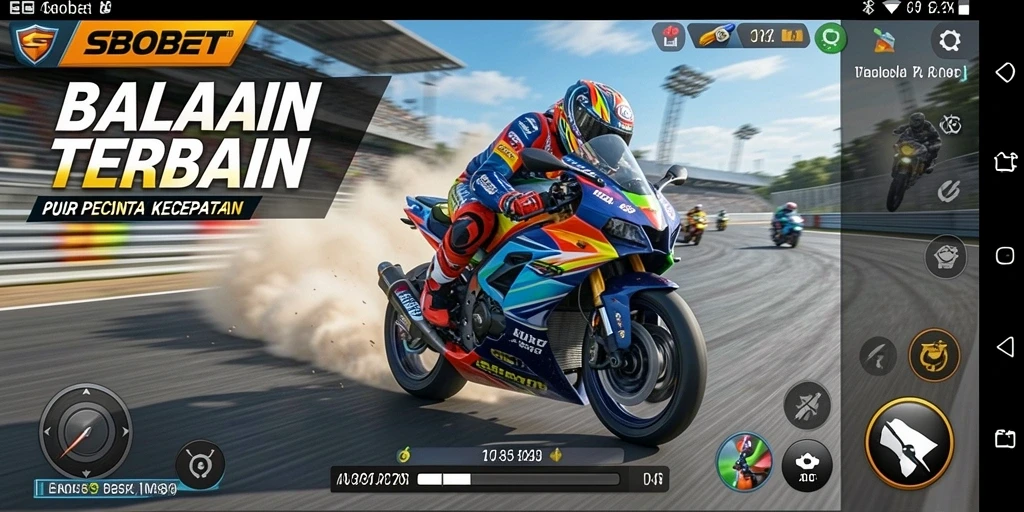 Tampilan gameplay menegangkan dalam balapan motor SBOBET.